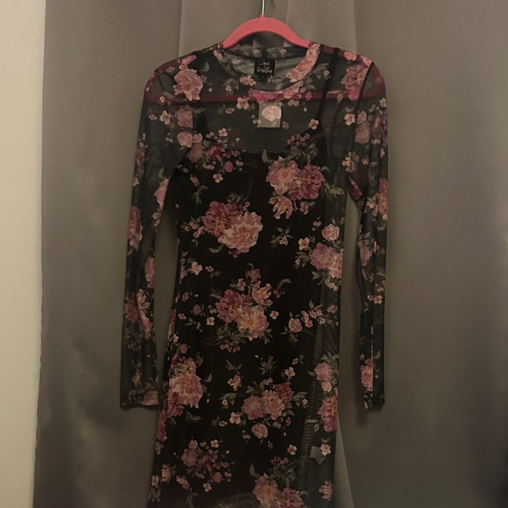 Chic Long Sleeve Floral Dress